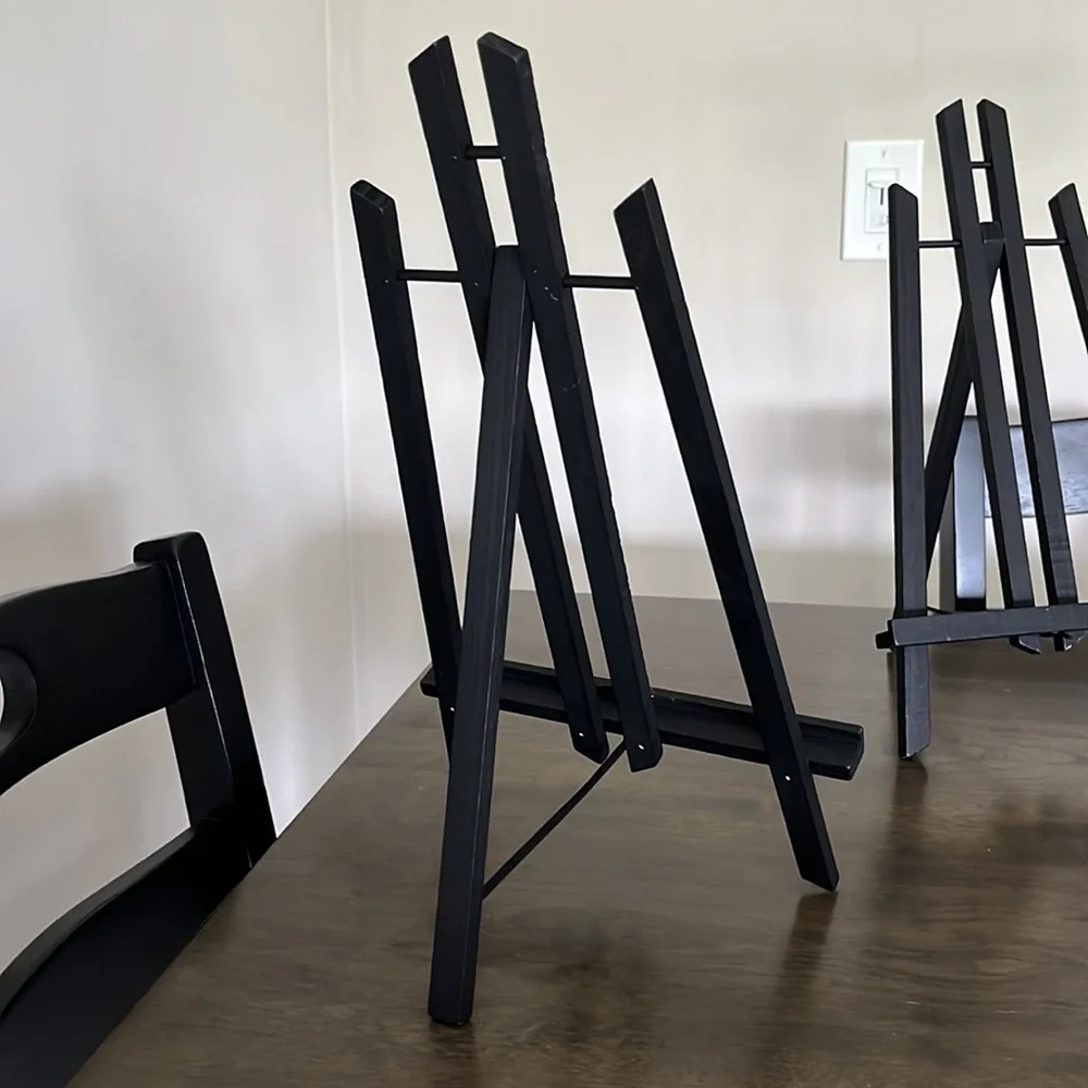 TWO Black Wooden Cookbook/ Book Holders/ Painting